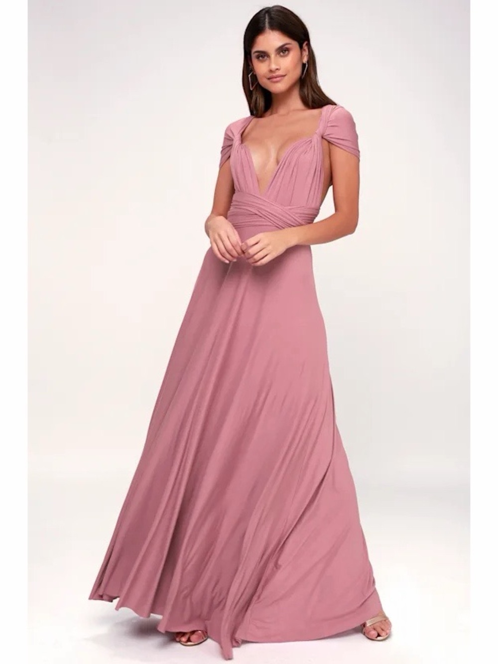Lulu’s Blush Pink Infinity Convertible Maxi Dress Multi-Way Bridesmaid Gown
